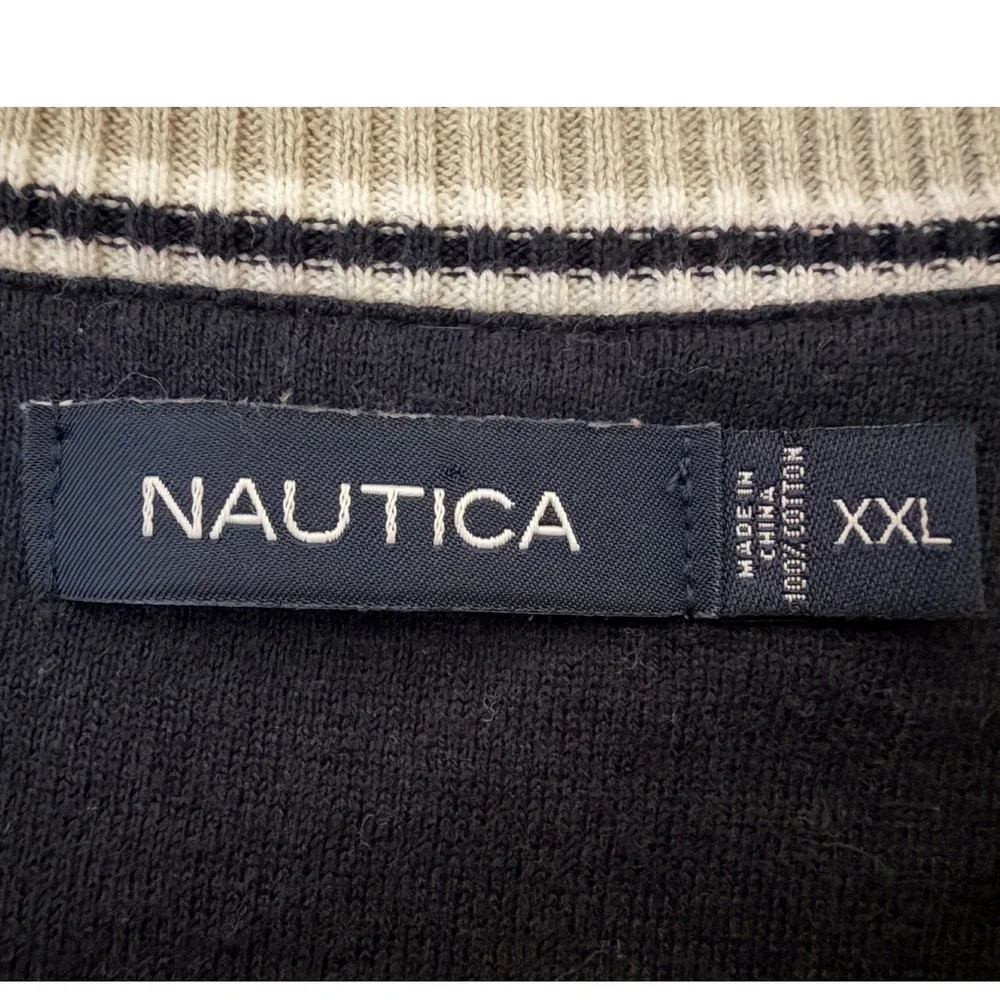 Nautica Men's XXL Tan Windowpane Check 100% Cotton V-Neck Sweater Vest 2118